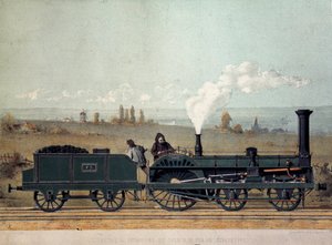 Strasbourg Demiryolunun yolcu lokomotifi ve kömür vagonu (Crampton sistemi) by Unknown artist