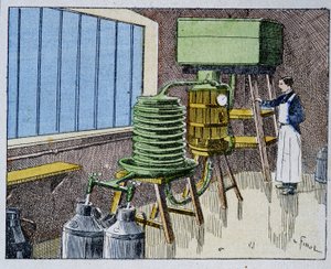 Sütün pastörizasyonu - gravür, 19. yüzyılın sonlarında by Unknown artist