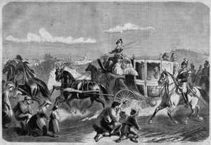 Papa Pius IX ve ekibi Roma kırsalında. “Resimli Evren”de by Unknown artist