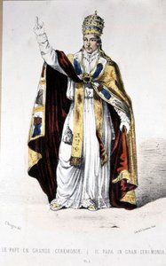 Papa Pius IX harika bir tören elbisesiyle - gravür by Unknown artist