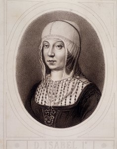 Isabelle 1 Katolik veya Kastilya madalyonunda portre - gravür by Unknown artist