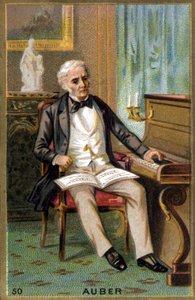 Daniel François Esprit Auber (1782-1871), Fransız bestecinin portresi. 19. yüzyılın kromolitografisi. by Unknown artist