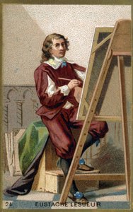 Eustache Le Sueur (1617 - 1655), Fransız ressam, tasarımcı ve dekoratör portresi. 19. yüzyılın kromolitografisi. by Unknown artist