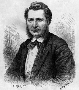 Louis Riel (1844-1885), Kanadalı politikacı ve Metis halkının savunucusu portresi. “Le dergi de la jeunesse” üzerine gravür by Unknown artist