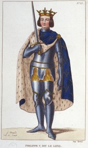 Uzun Philip V portresi (1294 - 1322), 1830 Fransa Kralı gravürü by Unknown artist