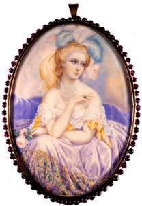 Castiglione Kontesi'nin Portresi (1837-1899) (Virginia Elisabetta Luisa Carlotta Antonietta Teresa Maria Oldoini). Fildişi üzerine minyatür. . by Unknown artist