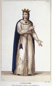 Fransa Kraliçesi Ultrogothe'nin portresi ve Childebert 1st'in karısı. by Unknown artist