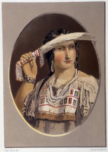 Karışık bir Kızılderili portresi - Paul Kane, Longmans & Roberts, Londra tarafından “” Kuzey Amerika Kızılderilileri arasında bir sanatçının dolaşması”nda by Unknown artist