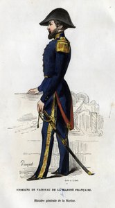 Fransız donanmasının bir gemi işaretinin portresi. Van Tenac tarafından “Deniz Kuvvetlerinin Genel Tarihi”nde by Unknown artist