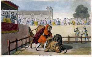 Pépin Le Brief boğayla dövüşen bir aslanı kaburgalar - gravür by Unknown artist