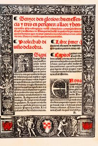 Raymond Lulle'nin Katalanca Ramon Llull, İspanyolca Raimundo Lulio (Lullo) (Lull), Katalan filozof, ilahiyatçı ve şair (1235-1315) dilinde "" Blanquerna "”nın önsözü by Unknown artist