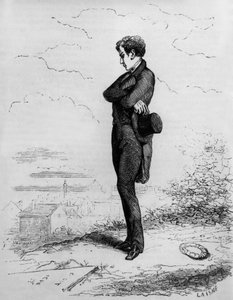 Rastignac yalnız kalır, mezarlığa doğru birkaç adım atar. by Unknown artist