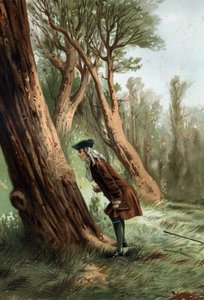 René Antoine Ferchault de Réaumur (1683-1757), Fransız fizikçi ve doğa bilimci, tırtılların ahlakını inceliyor.“La Ciencia y sus Hombres par Louis Figuier”den sonra Barcelona 1881 by Unknown artist