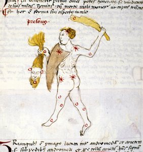 Bouvier (Botes) takımyıldızının temsili Avcı Botes, Berenices'in saçını elinde tutar. Biasino da Parma (Blaise de Parma) (1425-1457) tarafından "Astronomica" dan minyatür by Unknown artist