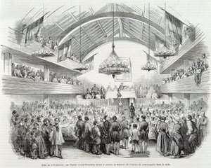 1848 Devrimi: Kardeşlik Salonu, Rue Martel, Başkan, odadaki Komiser'in girişindeki oturmayı erteledi by Unknown artist