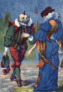 Riquet kendini tekrar prensese sunar. “Riquet a la houppe” için illüstrasyon, Fransız yazar Charles Perrault