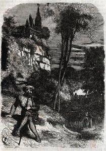 Rodomont, Isabella ve Eski Münzevi - 1851, Ariosto olarak bilinen Ludovico Ariosto tarafından “Öfkeli Roland” (Orlando furioso) (16. yüzyıl) dan gravür - Tressan Kontu tarafından İtalyancadan çevrilmiş ve Gustave Harvard tarafından yayınlanmış 1851 by Unknown artist