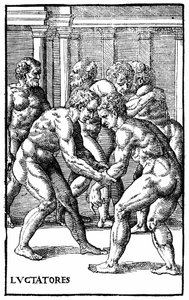Romalı güreşçiler - "Hieronymi Mercurialis de Arte Gymnastica", Venedik baskısında by Unknown artist