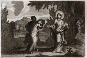 Royaumont İncil, Yeni Ahit: Çölde İsa Mesih. İsa çöle sürüldü. Kırk gün kırk gece genç. Onu taşları ekmeğe dönüştürmeye davet eden iblis tarafından cezbedilir. 1811
