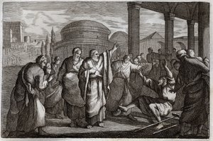 Royaumont İncil, Yeni Ahit: Topal gueri. Aziz Paul bir topal savaşçıdır ve kendisine bir Tanrı gibi kurban kesmek isteyen bir halkı tutuklar. 1811