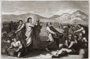 Royaumont İncil, Yeni Ahit: Somunların Yayılması. İsa Mesih beş ekmeği çoğaltır ve beş bin adamı besler. 1811