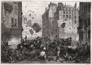 Trois-Glorieuses sırasında (Temmuz 1830) Rue Saint-Antoine - 1830 Devrimi 1830