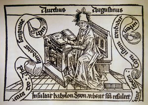 Aziz Augustine, Hippo'lu Aziz Augustine'in (354-430) “De civitate dei” (Tanrının Cite) adlı eserinden by Unknown artist