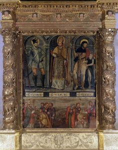Saint Clair veya Saint Roch Altar: St Roch ve Veba Düğmesi ve Henry III tarzında Saint George - Rognes Varsayımının Meryem Ana Kilisesi by Unknown artist