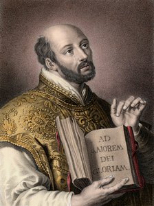 Loyolalı Aziz Ignatius (1491-1556), İspanyol ilahiyatçı, elinde İsa Derneği