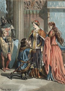Saint Louis (1214-1270), Fransa kralı ve annesi Blanche de Castille (1188-1252). Molinas Hermanos editörleri Juan Justo Huguet tarafından “Güzellik Kültü”nde 1881 gravürü by Unknown artist