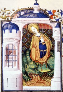 Aziz Martha ve Canavar Tarasque. 15. yüzyıl el yazması. by Unknown artist