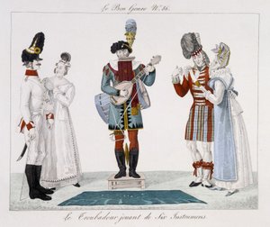 Saltimbanks: Altı enstrüman çalan ozan - "" Le bon türü"nde, deb. 19. yüzyıl by Unknown artist