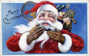 Noel Baba ve oyuncak başlığı - 19. yüzyılın sonlarında Amerikan kartpostalı by Unknown artist