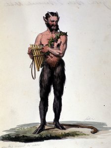 Satir ve müzik. 19. yüzyıl gravürü. by Unknown artist
