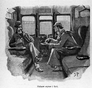 Sherlock Holmes gerçekleri açıklıyor. by Unknown artist