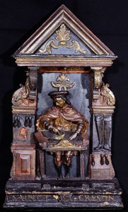 Altında “” Saint Crespin”” yazılı kunduracı işareti - oymalı ahşap by Unknown artist