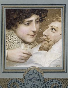 Hasta adam ve kadın ona bir bardak su veriyor - 19. yüzyıl by Unknown artist