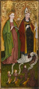 Caspar von Laubenberg ve Oğulları ile Aziz Barbara ve Aziz Valentine, yaklaşık 1450 (panelde tempera ve yağ) by Unknown artist