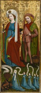 Anna von Freiberg ve Kızları ile St. Catherine ve St. Vitus, yaklaşık 1450 (panelde tempera ve yağ) by Unknown artist