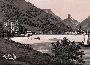 İsviçre: Fluelen şehrinin görünümü. “” Dünya 168 görüş gösteriyor”” Tarihsiz (19. yüzyılın sonları) by Unknown artist