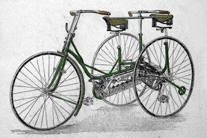 Tandem üç tekerlekli bisiklet modeli. by Unknown artist