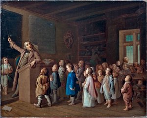 Ülke okulunda öğretmenlik, Anonim. Tuval üzerine yağlı boya, 19. yüzyılın ilk yarısı., Devlet Din Tarihi Müzesi, St Petersburg by Unknown artist