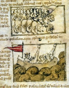 Kutsal Topraklara seyahat eden Haçlılar. "Kutsal Topraklara Hac" kitabından. 12. yüzyıl el yazması. Biblioteca Marciana, Venedik. by Unknown artist