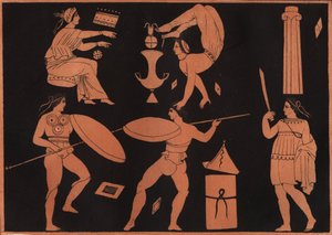 Pyrrichios dansı (Pyrrhic dansı) - Evrenin Tüm Halklarının “” Gümrük ve Geleneklerinden gravür. Yani, hükümetin, yasaların, milislerin, en eski zamanlardan günümüze kadar tüm ulusların dininin tarihi "1856 by Unknown artist