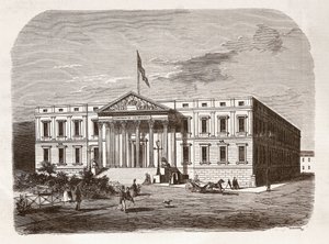 İspanya Parlamentosu (Congresso de los diputados), Madrid. 19. yüzyıl gravür. by Unknown artist