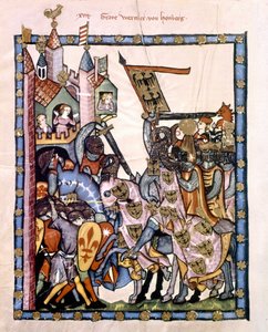 İsviçreli şair ve şövalye Graf Werner von Homberg (1284-1320), İmparator Henry VII'nin hizmetinde, Sicilya'nın Angevine birlikleri tarafından savunulan bir kaleyi kuşattı. Bir el yazması olan Codex “Manesse” veya “Manessesche Liederhandschrift”in m by Unknown artist