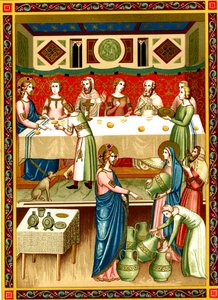 Cana'da Düğün ziyafeti, 14. yüzyıldan kalma bir el yazmasından minyatür by Unknown artist