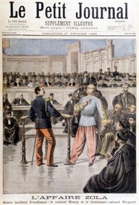 Zola davası: Albay Hubert Henry (1846-1898) ve Yarbay Georges Picquart (1854-1914) arasında ciddi bir duruşma olayı - 27/02/1898 tarihli “Le Petite Journal” da by Unknown artist