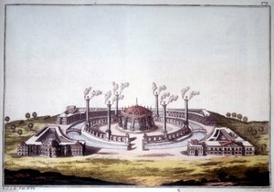 Nineveh antik kenti, Asur antik kenti, bir Asur sarayının hayali görünümünü gösteriyor. by Unknown artist