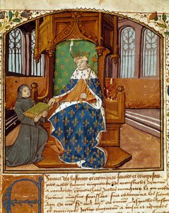 Köşe yazarı Enguerrand de Monstrelet (1400-1453) kitabını Kral VII. by Unknown artist